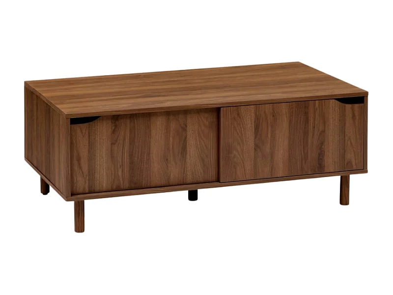 Table Basse 2 Portes Coulissantes "Slidy" 108cm Marron