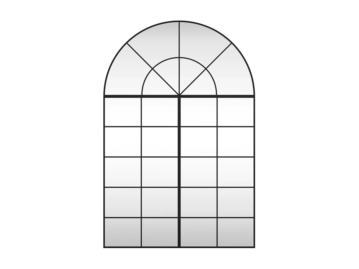 Espelho de Parede Arqueado 100x150 cm em Ferro Preto para Decoração Minimalista