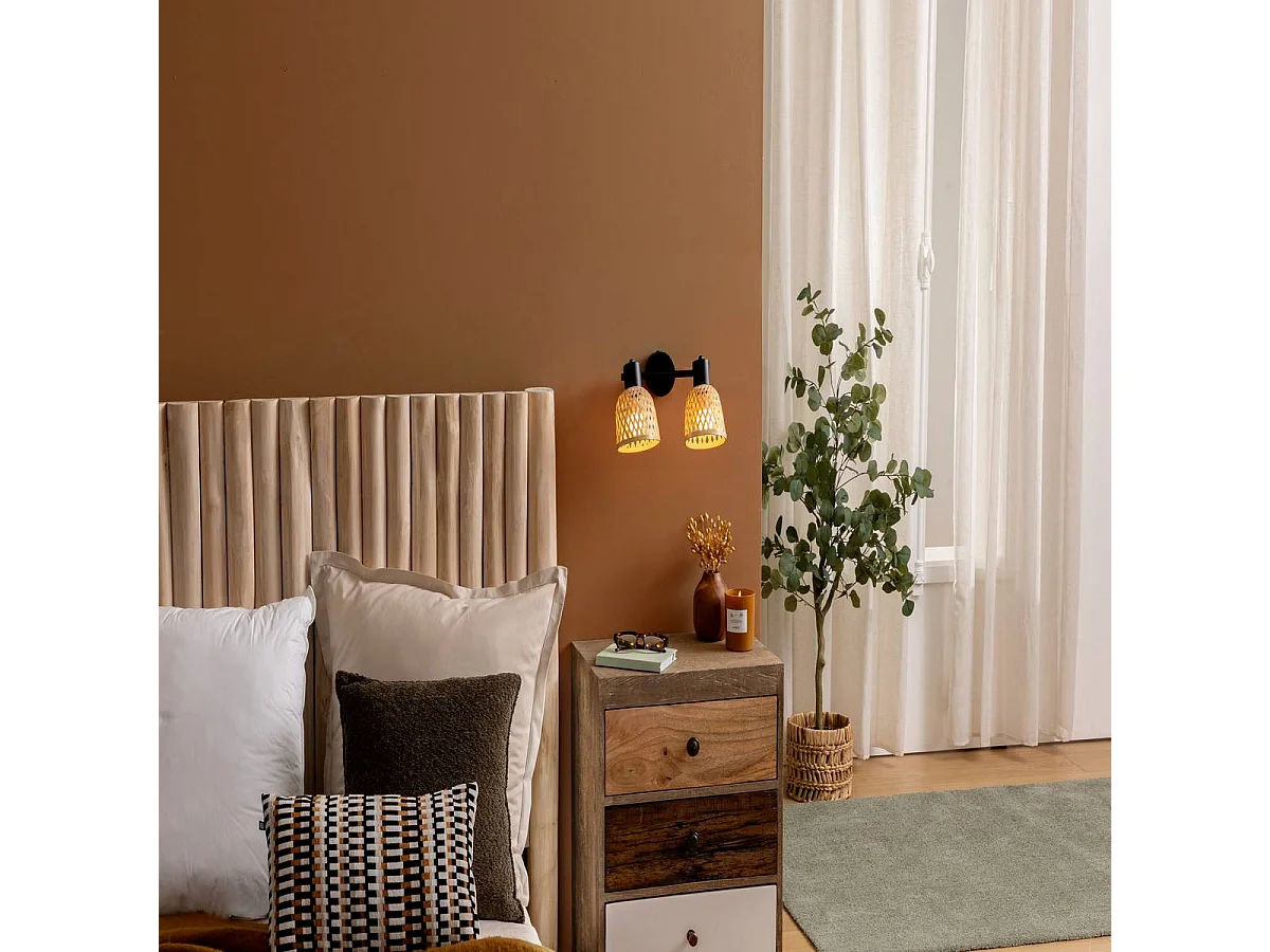 Plafonnier 2 Lampes Orientables "Lio" 28cm Naturel