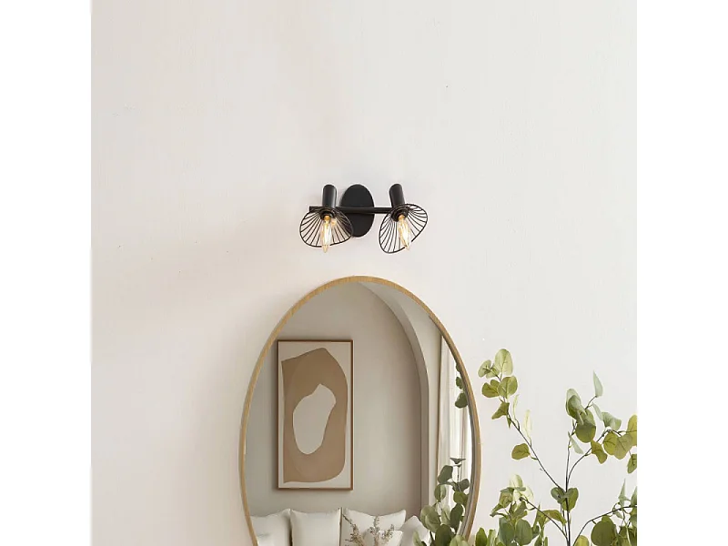 Plafonnier 2 Lampes Orientables en Métal "Adelia" 28cm Noir