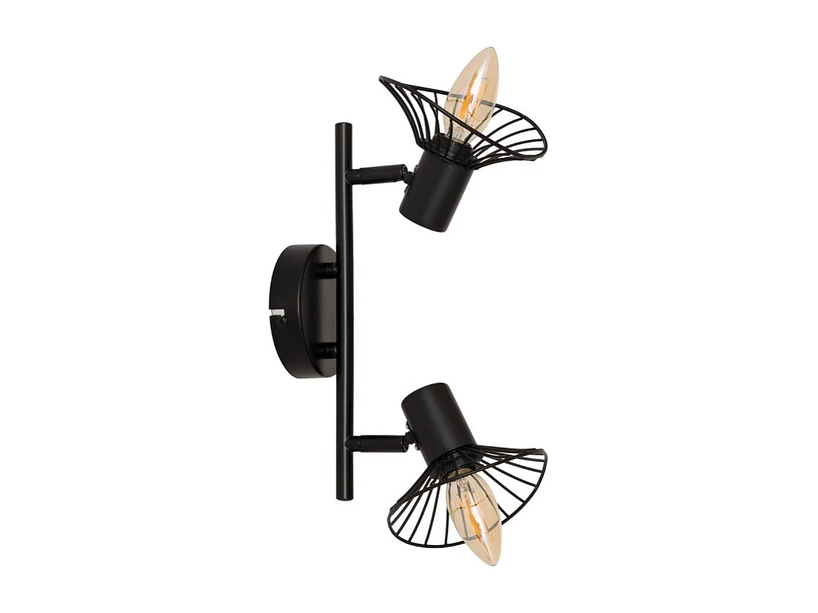 Plafonnier 2 Lampes Orientables en Métal "Adelia" 28cm Noir