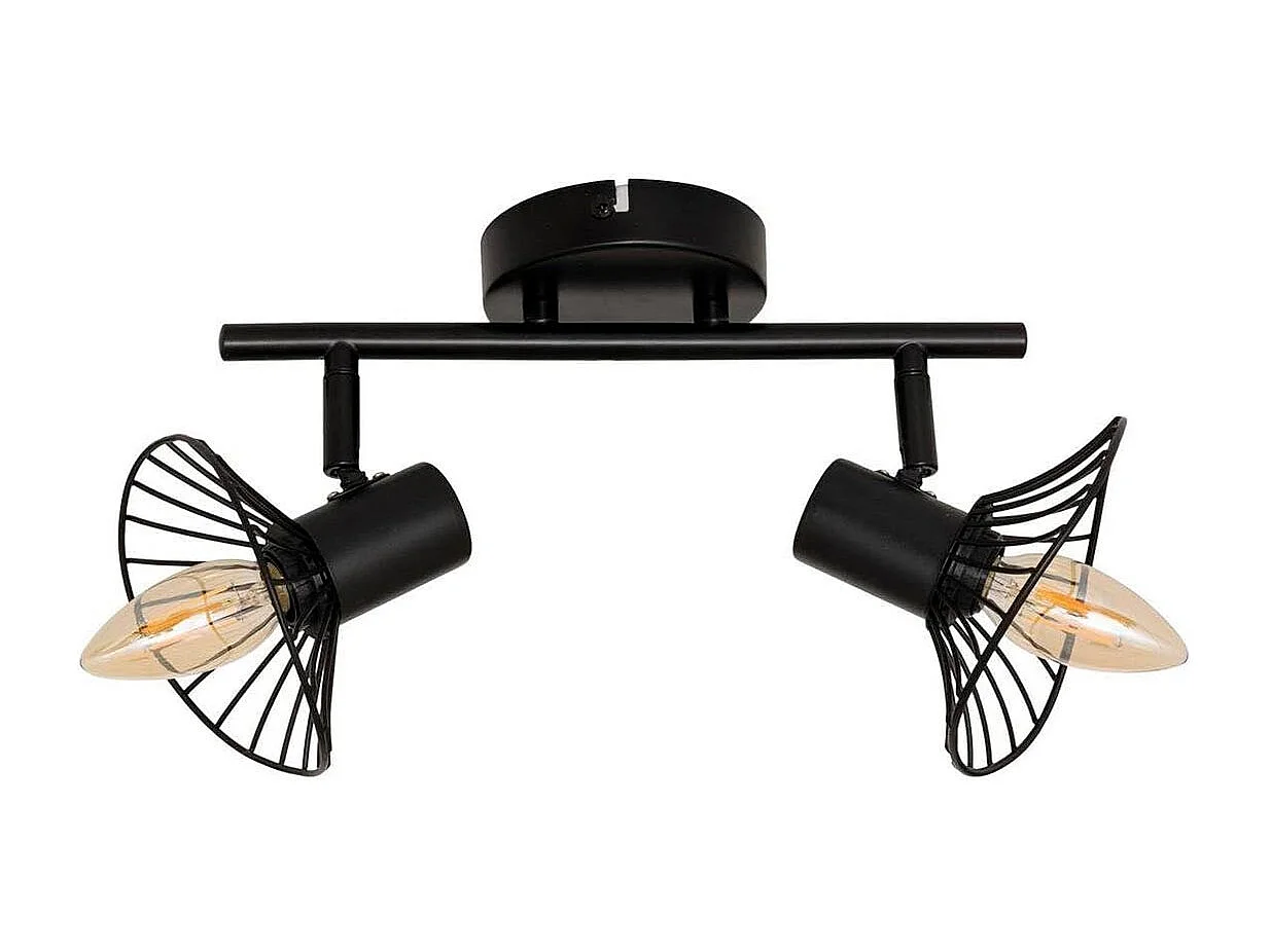Plafonnier 2 Lampes Orientables en Métal "Adelia" 28cm Noir