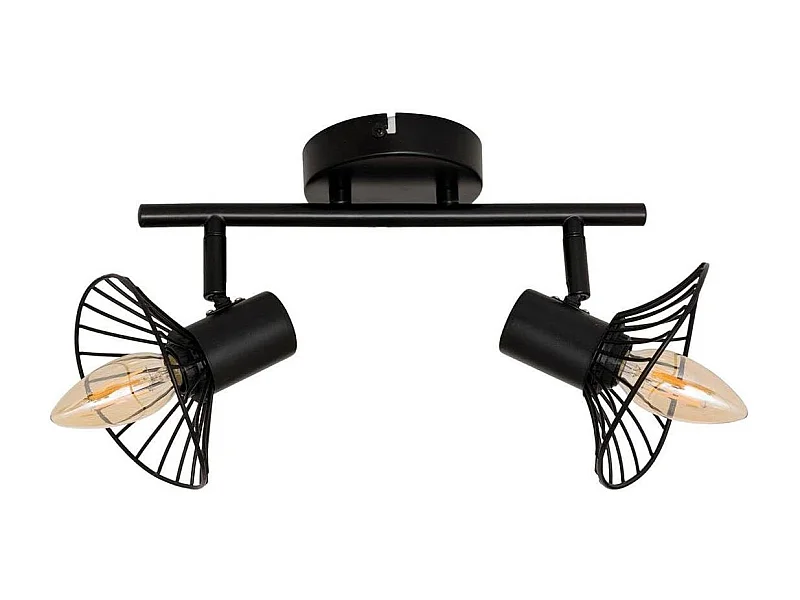 Plafonnier 2 Lampes Orientables en Métal "Adelia" 28cm Noir