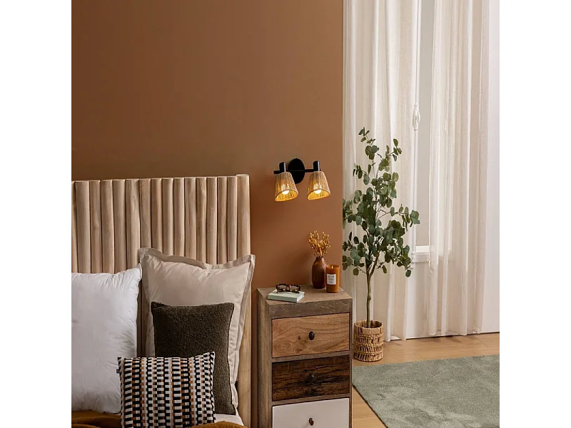 Plafonnier 2 Lampes Orientables "Myha" 28cm Naturel