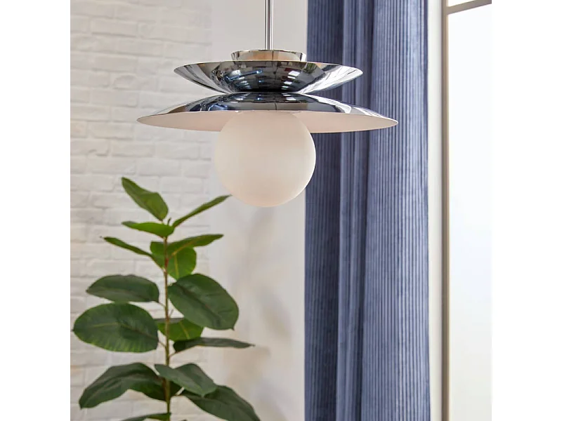 Lampe Suspension en Métal "Omia" 38cm Argent