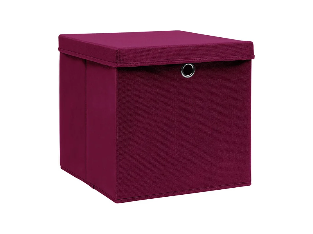 Aufbewahrungsboxen mit Deckeln 4Stk. Dunkelrot 32x32x32cm Stoff