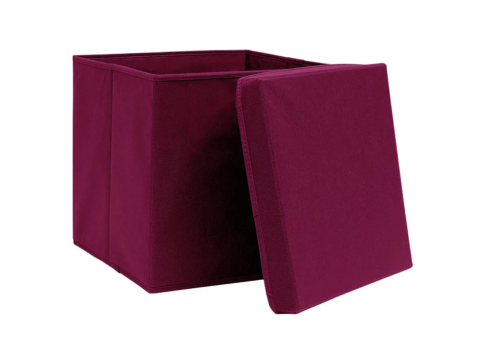 Aufbewahrungsboxen mit Deckeln 4Stk. Dunkelrot 32x32x32cm Stoff