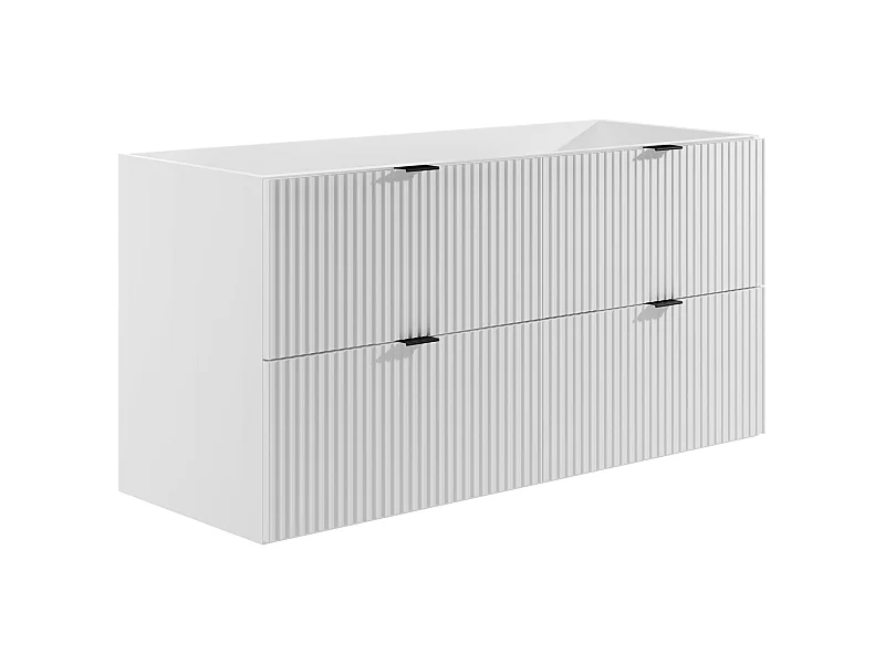 Mueble de baño suspendido estriado - Blanco mate - 120 cm - ZEVINI