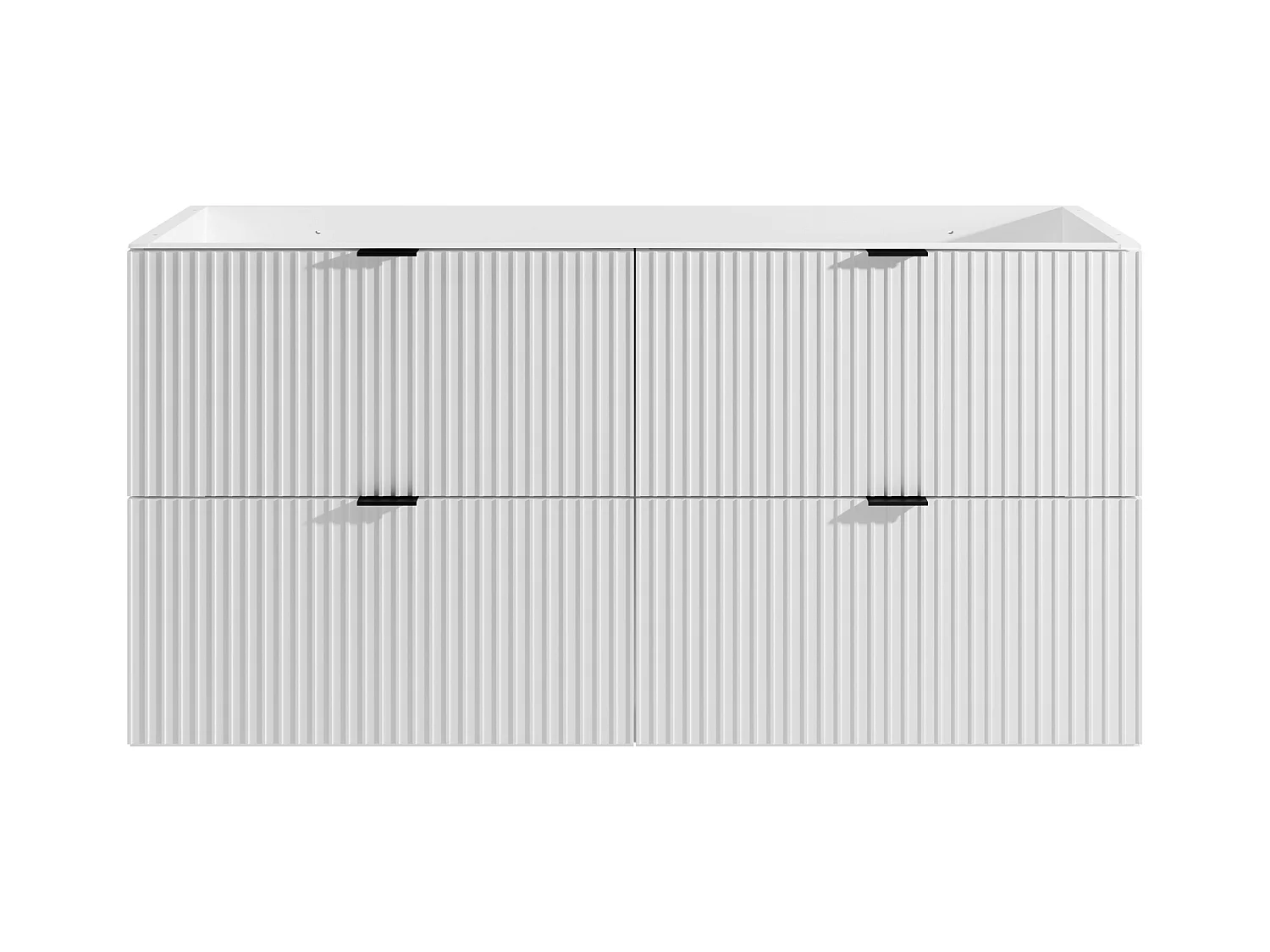 Ophængt vask-underskab med riller - Mat hvid - 120 cm - ZEVINI