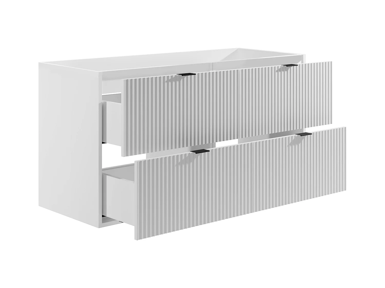 Ophængt vask-underskab med riller - Mat hvid - 120 cm - ZEVINI