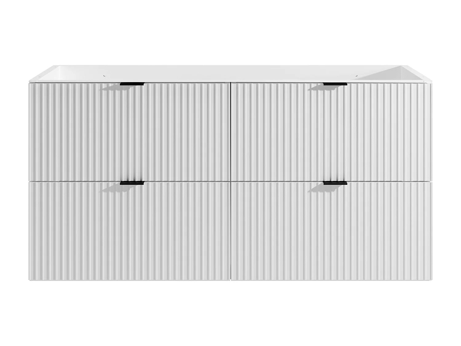 Meuble sous vasque suspendu strié - Blanc mat - 120 cm - ZEVINI