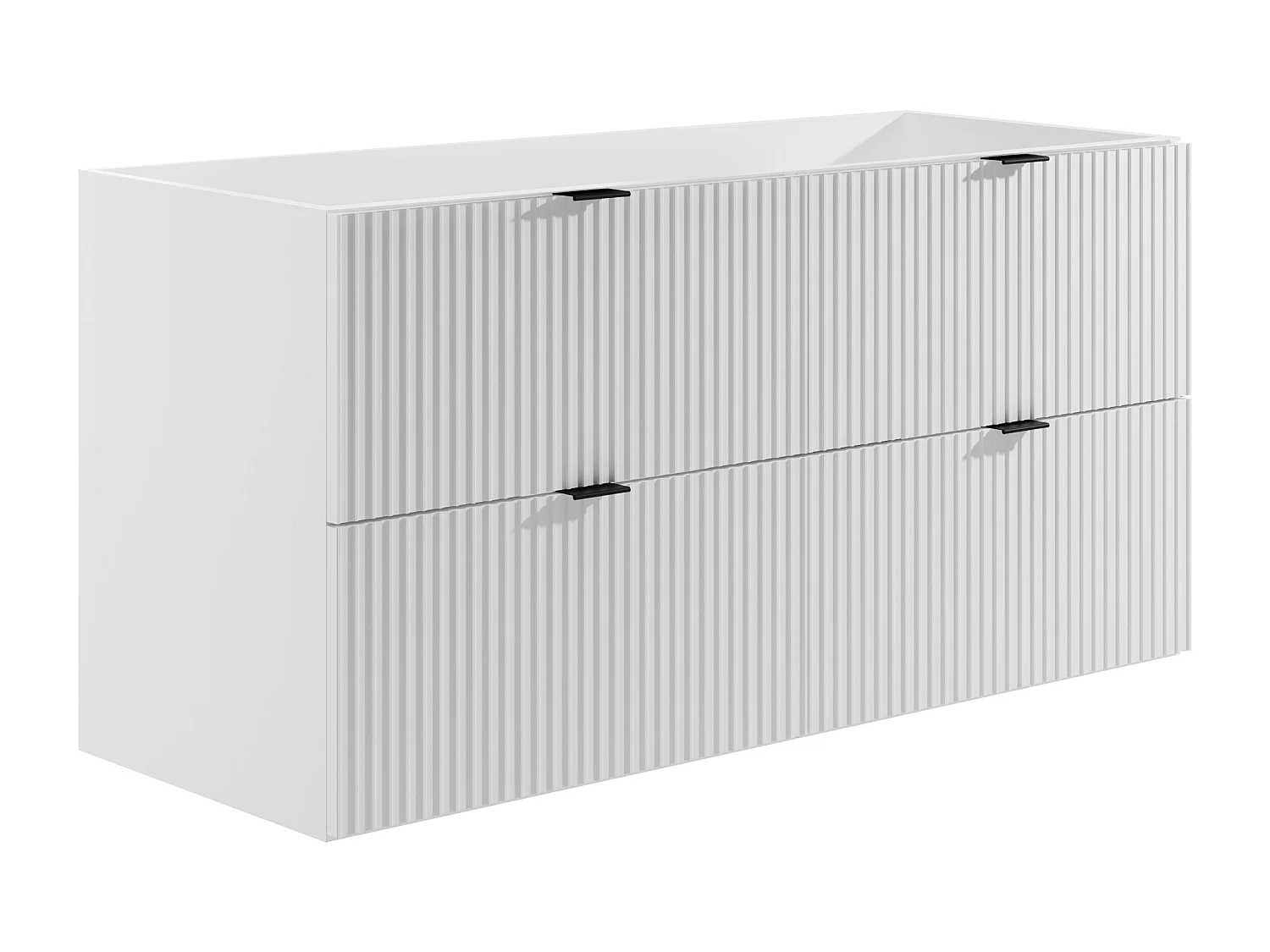 Meuble sous vasque suspendu strié - Blanc mat - 120 cm - ZEVINI