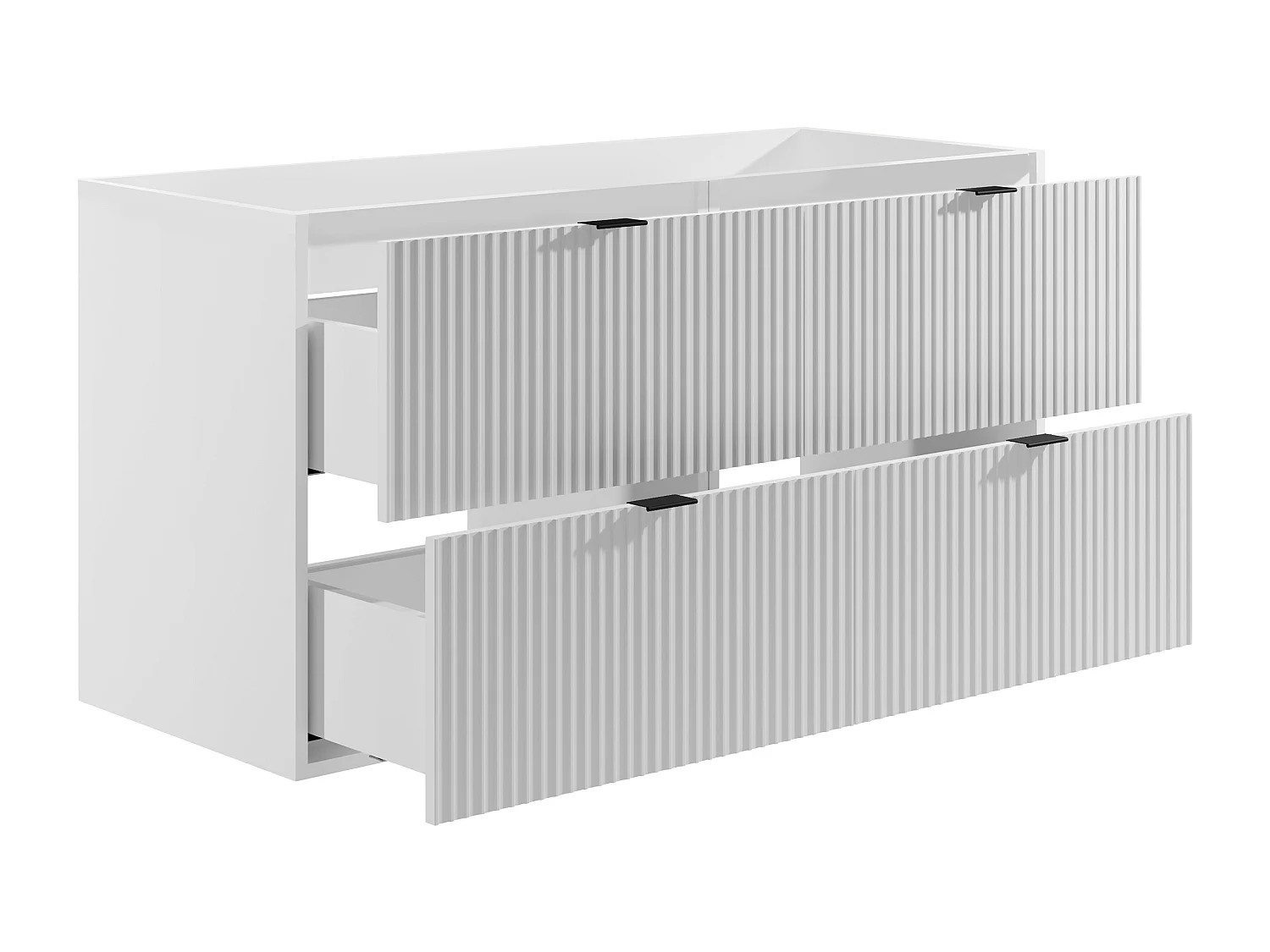 Meuble sous vasque suspendu strié - Blanc mat - 120 cm - ZEVINI