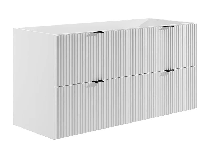 Upphängd kommod med ränder - Matt vit - 120 cm - ZEVINI