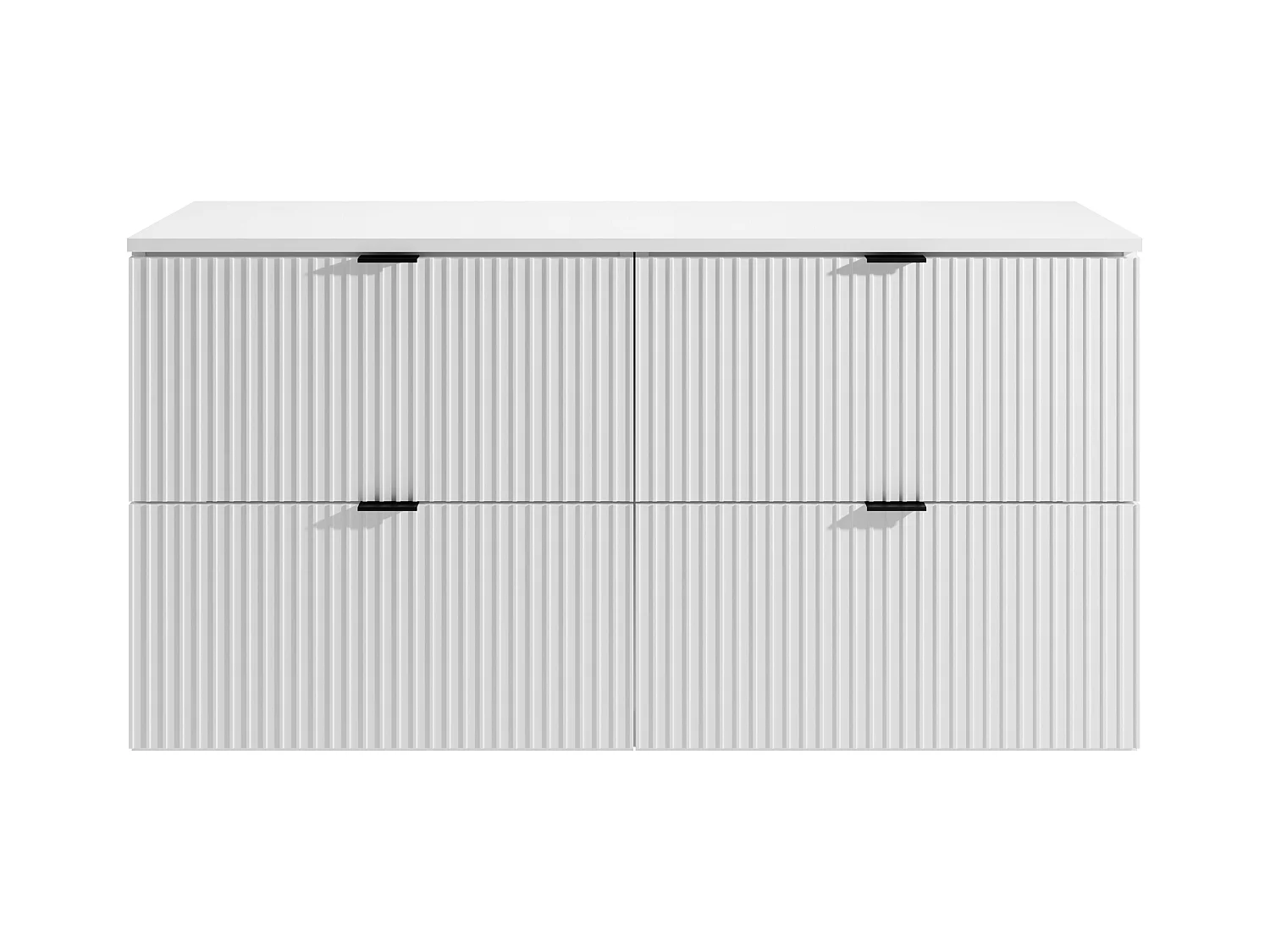 Meuble sous vasque suspendu strié avec planche - Blanc mat - 120 cm - ZEVINI