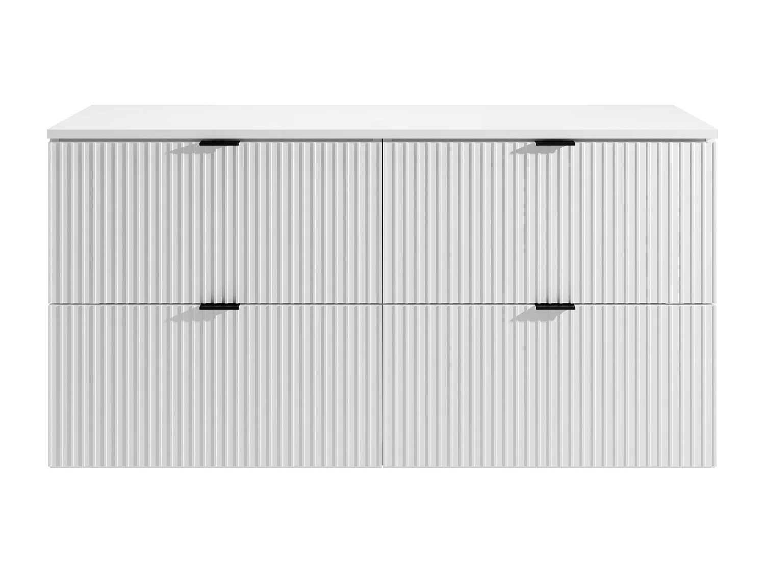 Meuble sous vasque suspendu strié avec planche - Blanc mat - 120 cm - ZEVINI