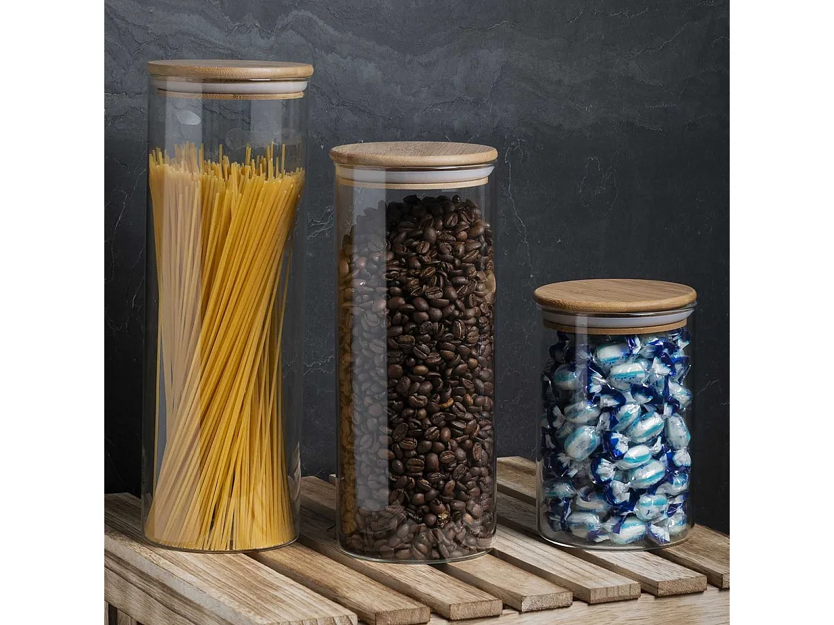 Bocal de Conservation 1,6L en Verre Couvercle Bambou - BAMPA