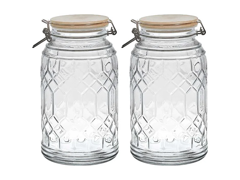 Lot de 2 Bocaux de Conservation 2,3L en Verre Couvercle Bambou - VITRAS