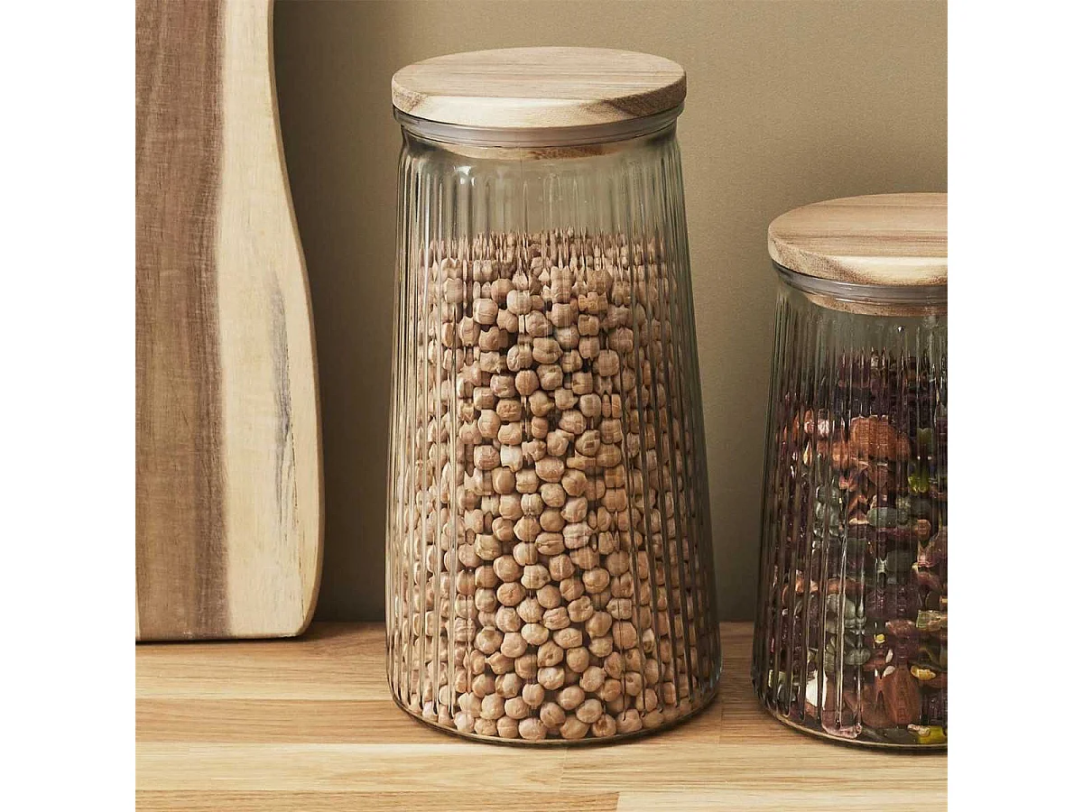 Bocal en Verre 130cl avec Bouchon Acacia - JETON