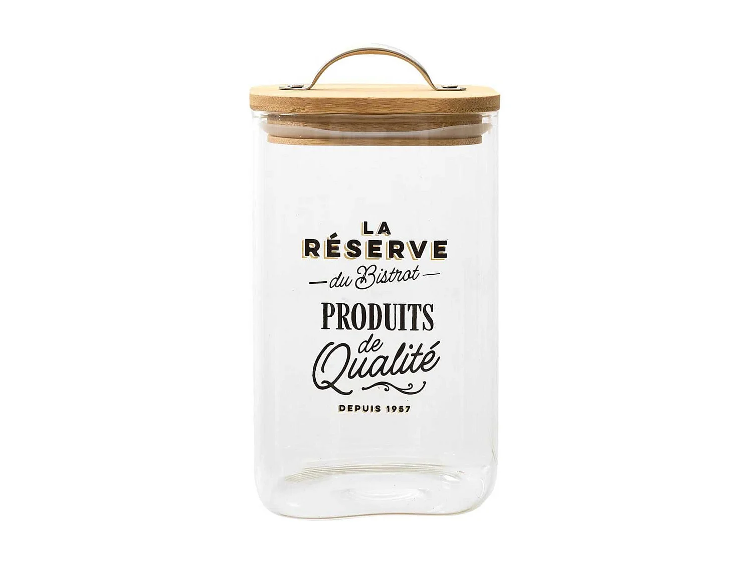 Bocal de 1L en verre avec couvercle en bambou style bistrot