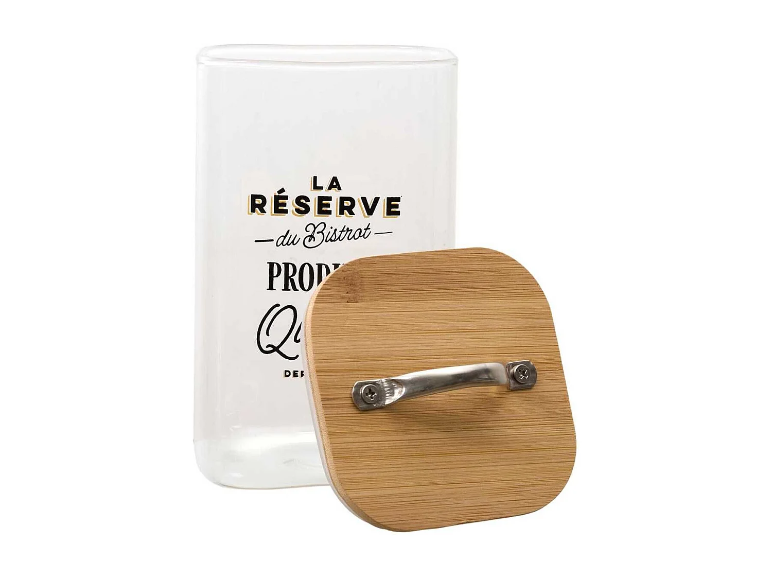 Bocal de 1L en verre avec couvercle en bambou style bistrot
