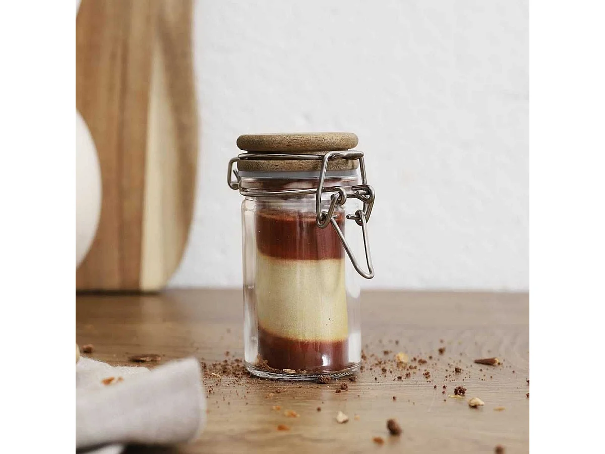 Bocal de conservation 70ml en verre couvercle acacia