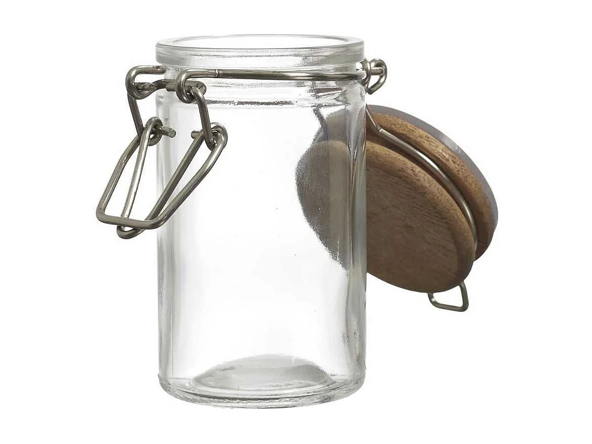 Bocal de conservation 70ml en verre couvercle acacia