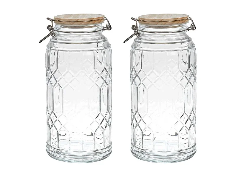 Lot de 2 Bocaux de Conservation 2,7L en Verre Couvercle Bambou - VITRAS