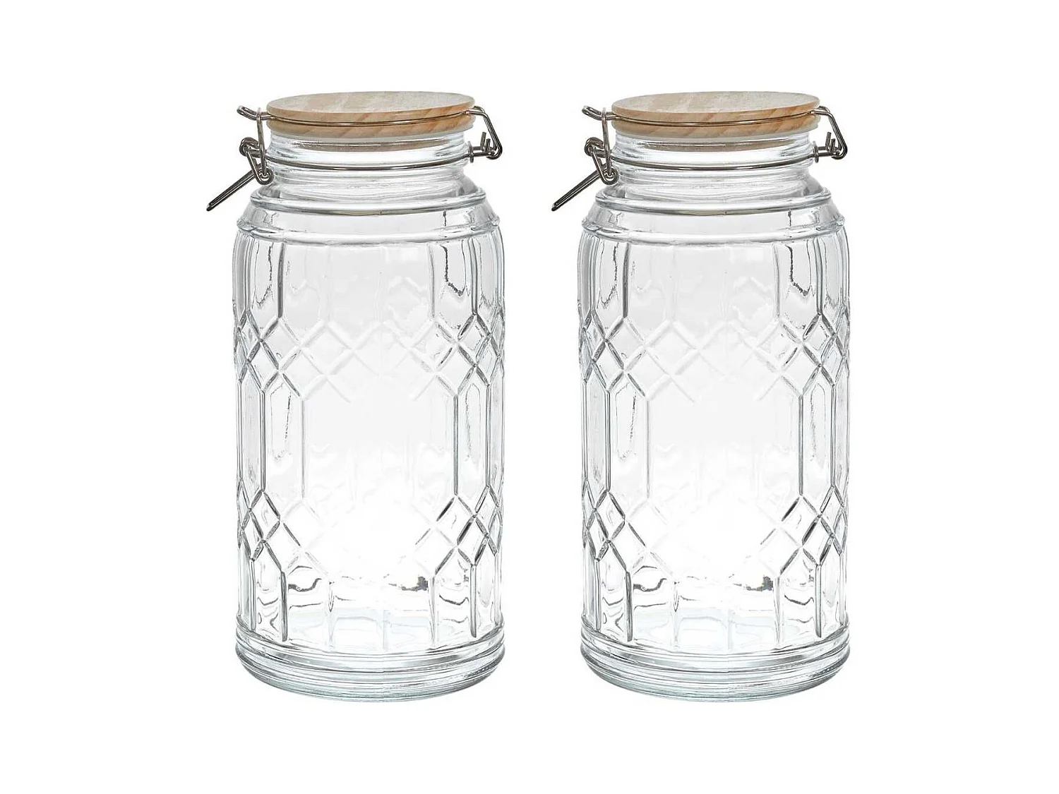 Lot de 2 Bocaux de Conservation 2,7L en Verre Couvercle Bambou