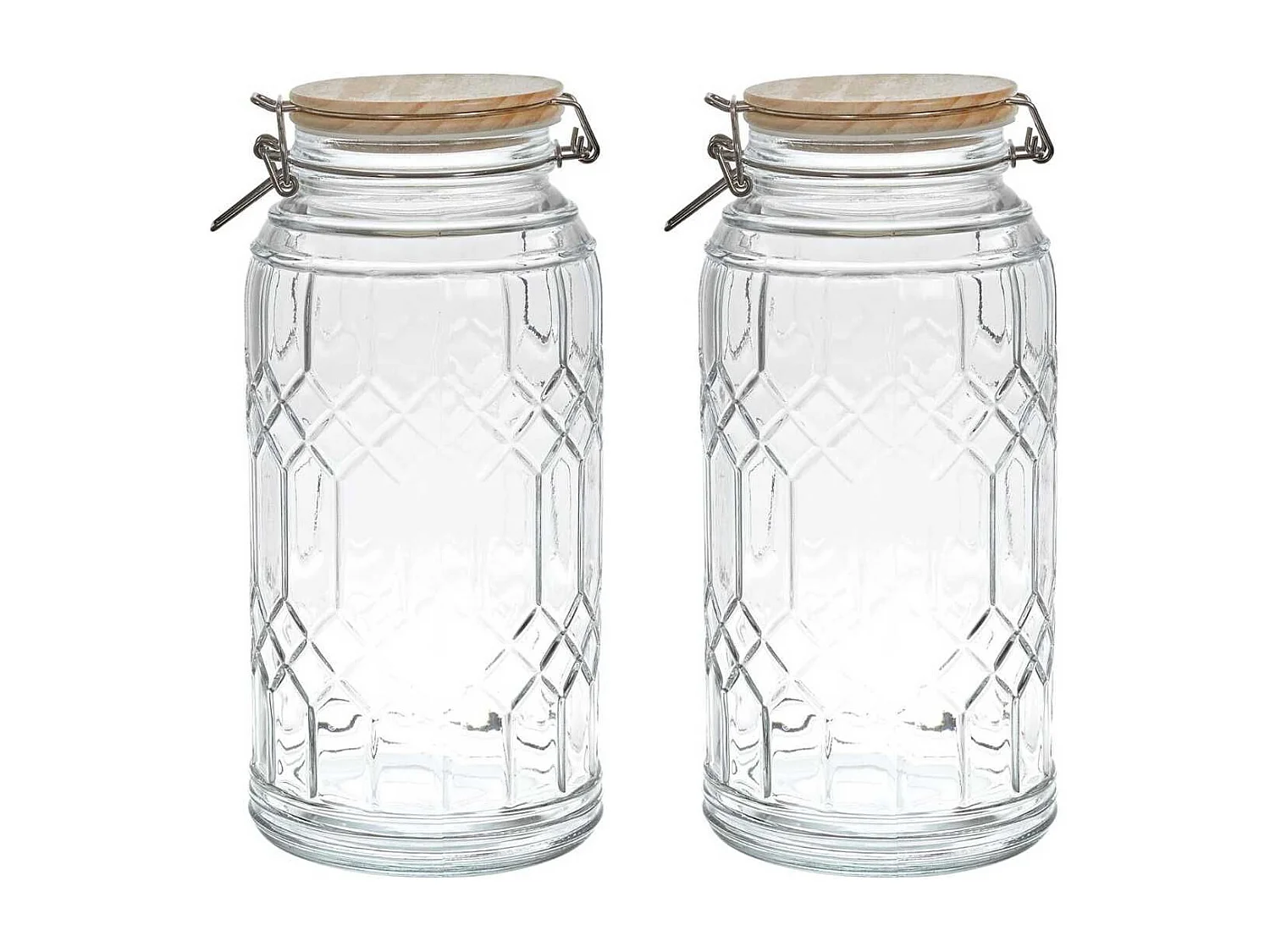Lot de 2 Bocaux de Conservation 2,7L en Verre Couvercle Bambou - VITRAS