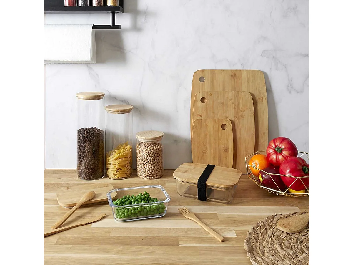 Bocal de Conservation 1L en Verre Couvercle Bambou - BAMPA