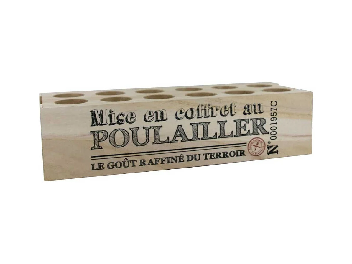 Boîte à œufs en bois avec 12 emplacements et message décoratif