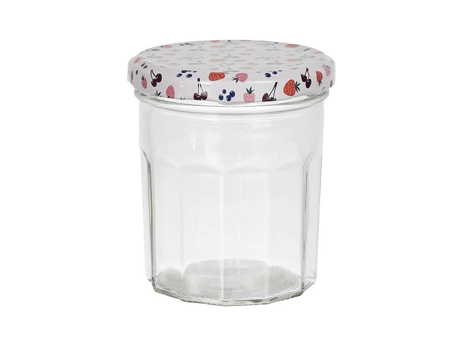 Set de 6 pots à confiture en verre 30cl avec couvercles en métal imprimé