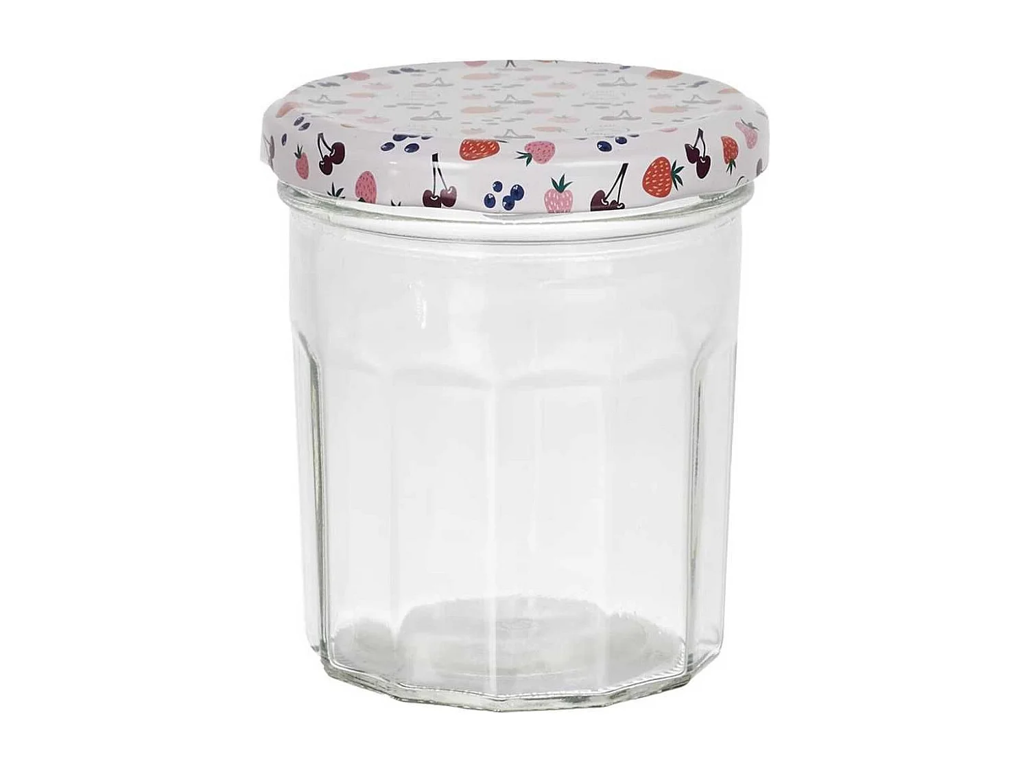 Set de 6 pots à confiture en verre 30cl avec couvercles en métal imprimé