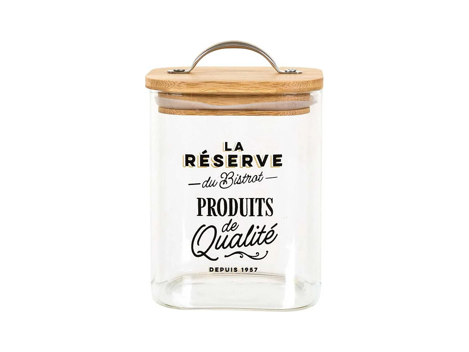 Bocal de 70cl en verre avec couvercle en bambou style bistrot