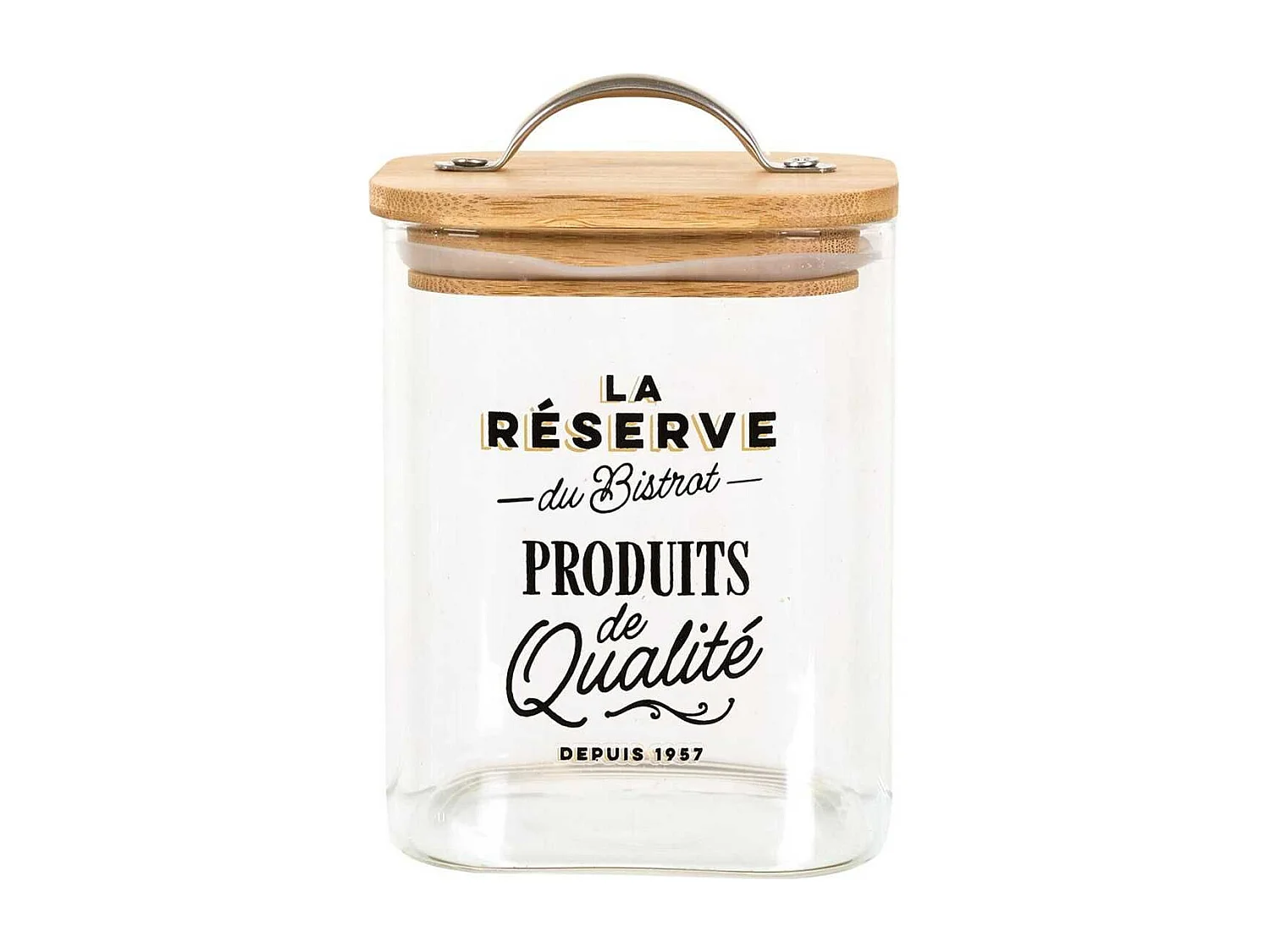 Bocal de 70cl en verre avec couvercle en bambou style bistrot