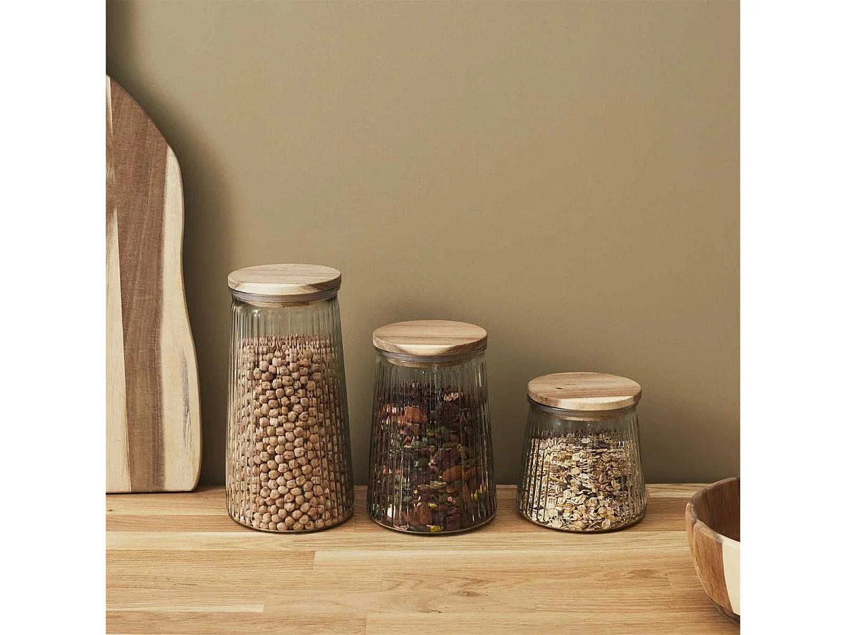 Bocal en Verre 65cl avec Bouchon Acacia - JETON