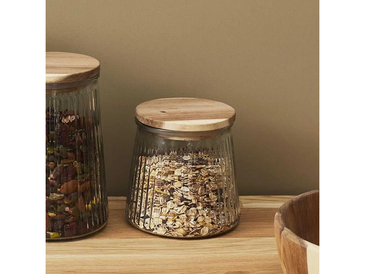 Bocal en Verre 65cl avec Bouchon Acacia - JETON