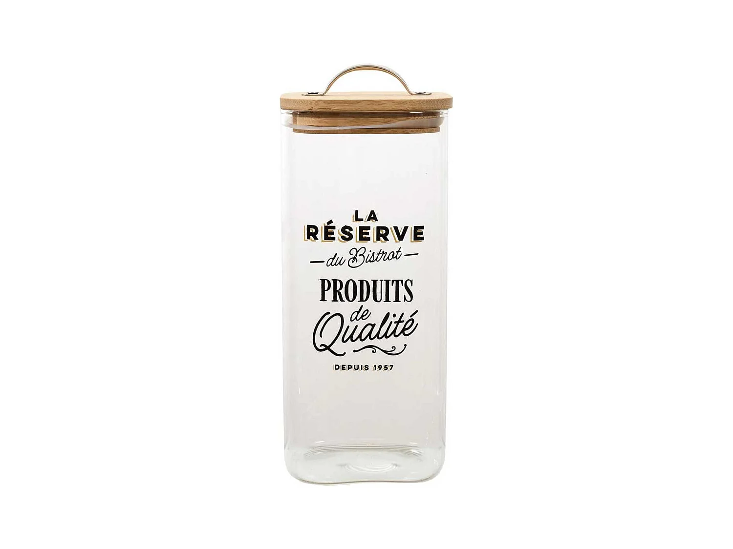 Bocal de 1,5L en verre avec couvercle en bambou style bistrot