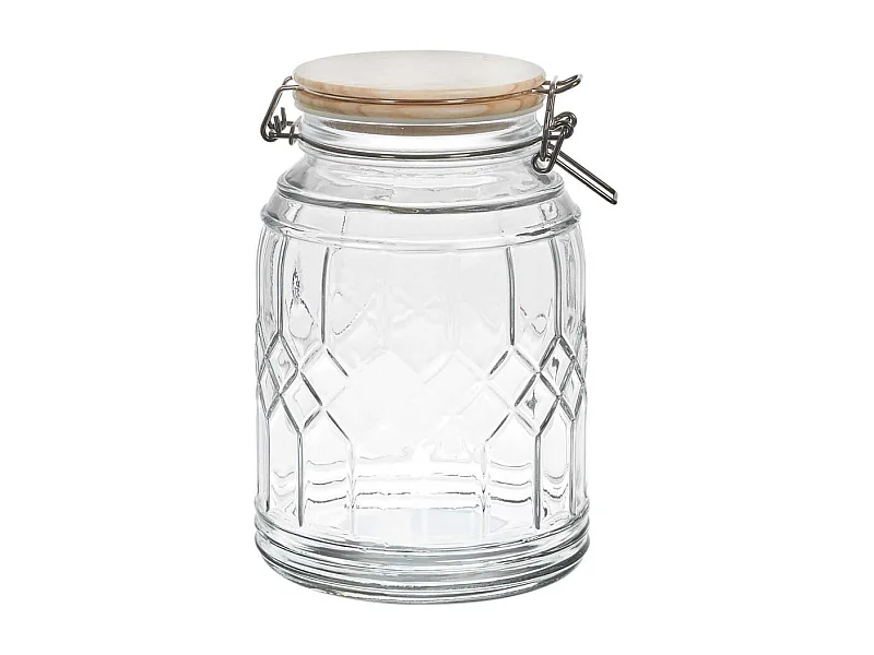 Lot de 2 Bocaux de Conservation 1,8L en Verre Couvercle Bambou - VITRAS