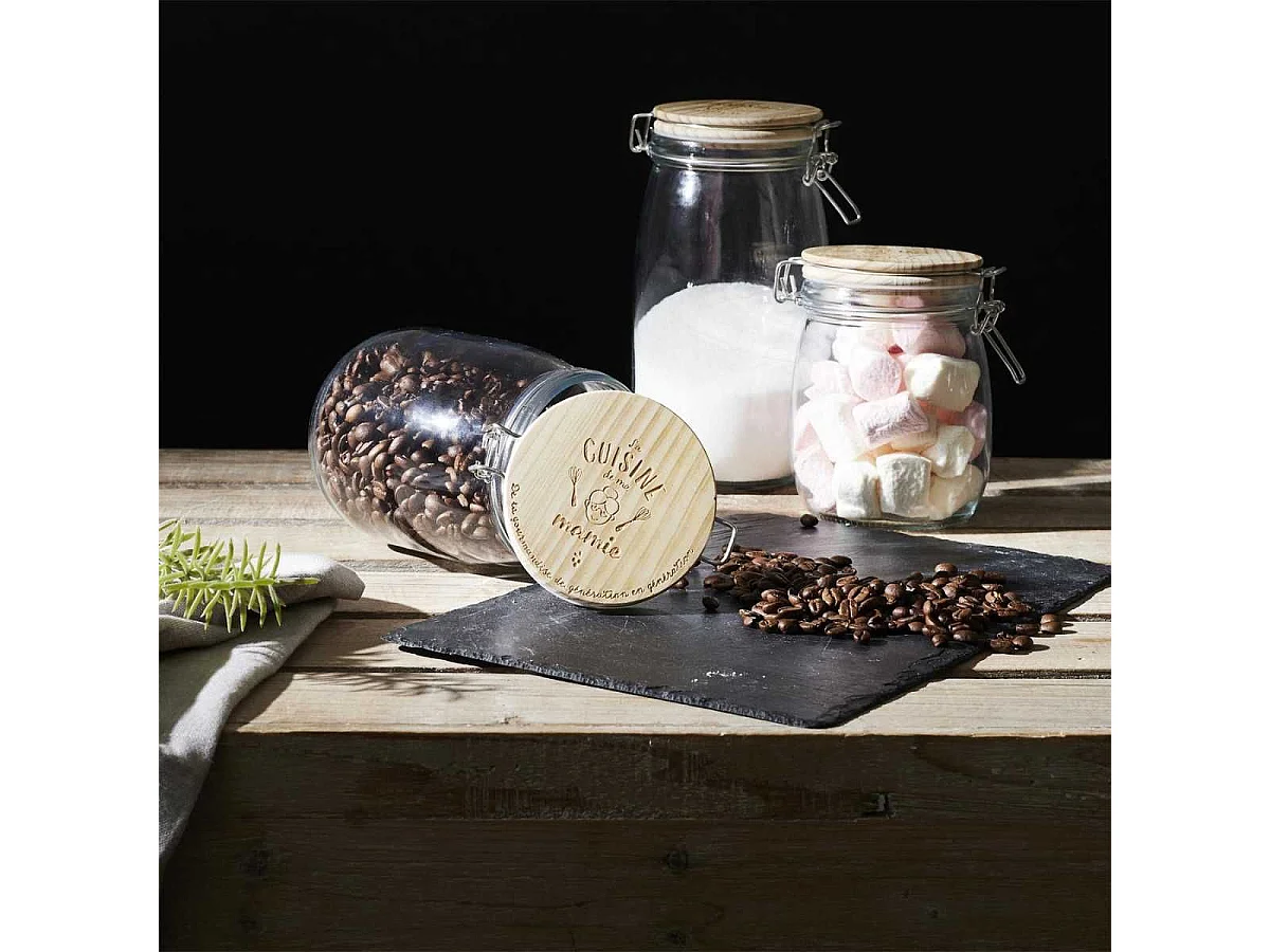 Bocal de conservation 1,5L en verre couvercle bois