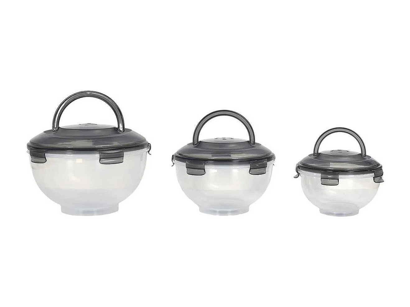 Set de 3 boîtes hermétiques à emporter en plastique avec couvercles hermétiques gris