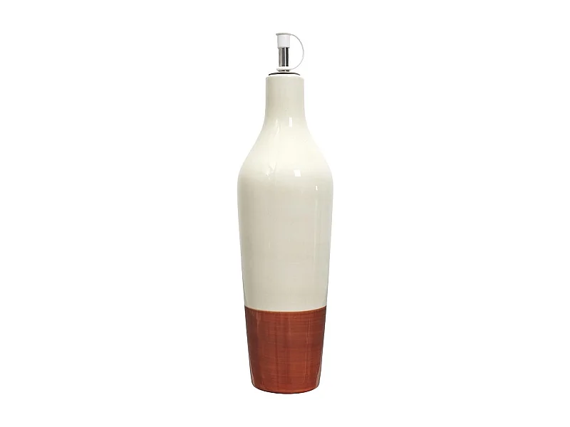 Huilier de 670 ml en céramique bicolore (blanc & terracotta)