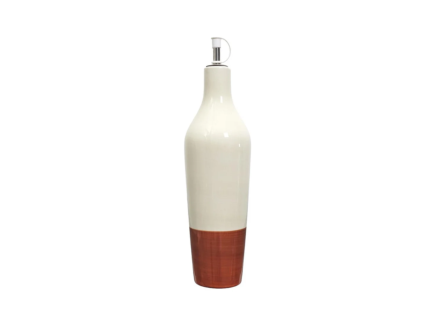 Huilier de 670 ml en céramique bicolore (blanc & terracotta)