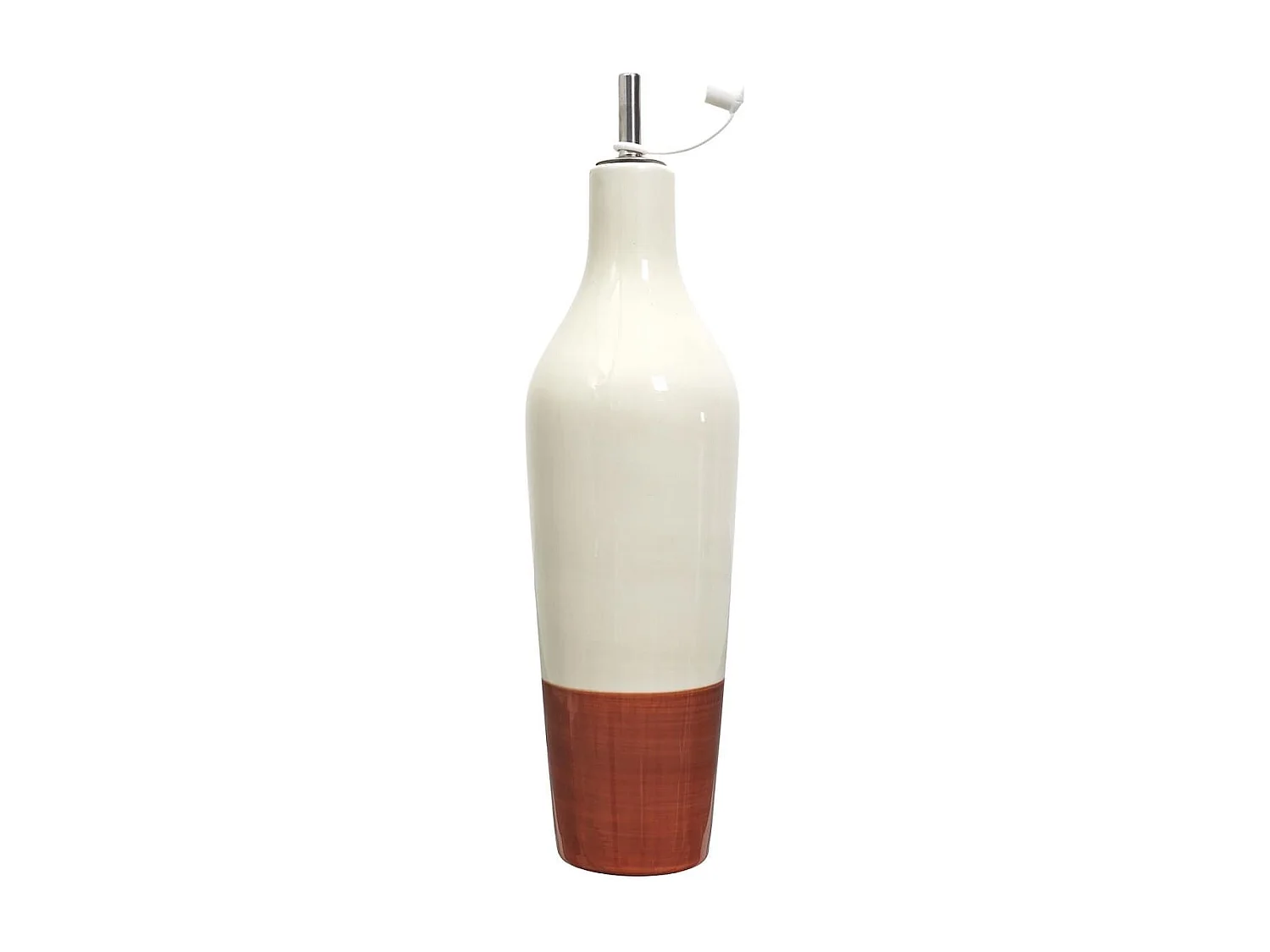 Huilier de 670 ml en céramique bicolore (blanc & terracotta)