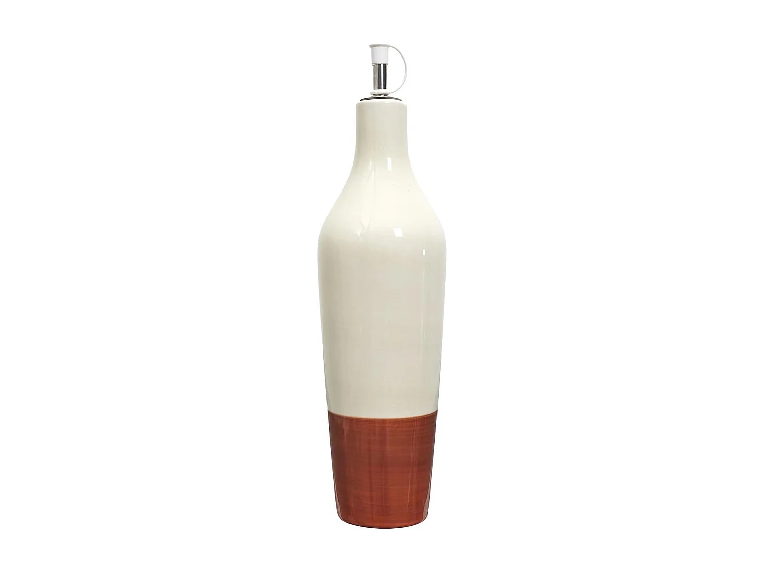 Huilier de 670 ml en céramique bicolore (blanc & terracotta)