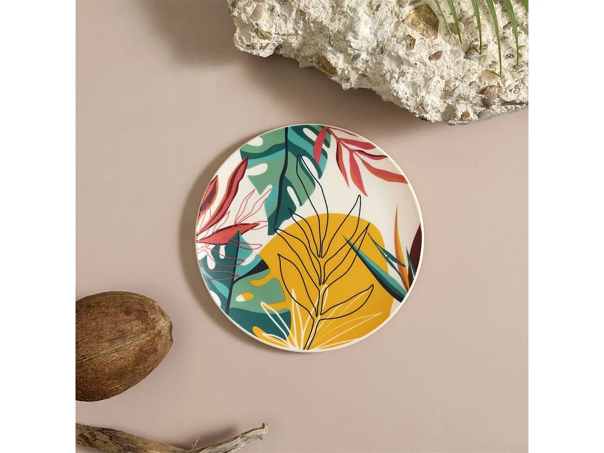 Set de 6 assiettes à dessert en plastique paradis exotique (Ø20cm) - ANTILLES