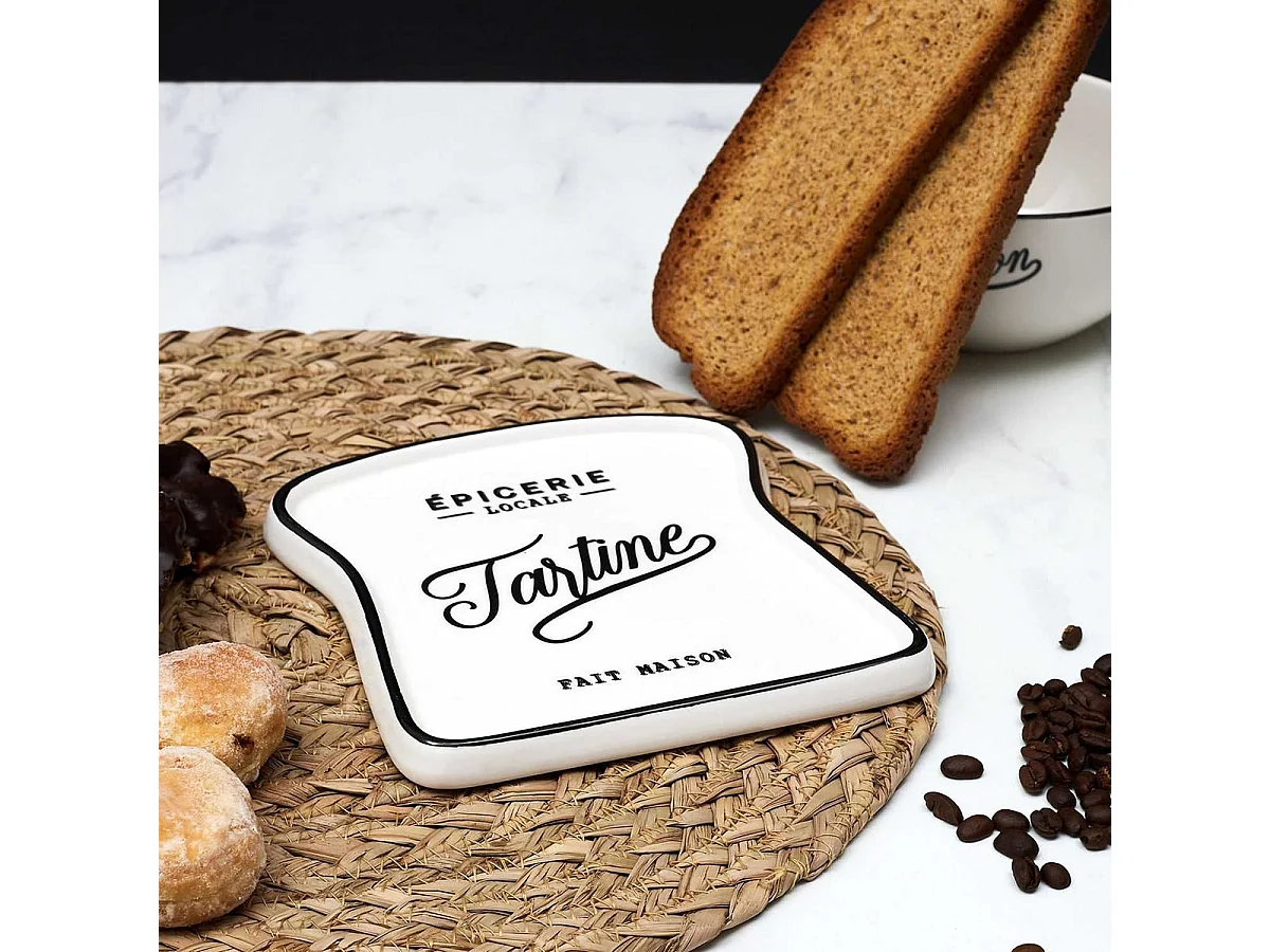 Assiette Toast "Tartine" en Céramique Blanche - CHICAGO