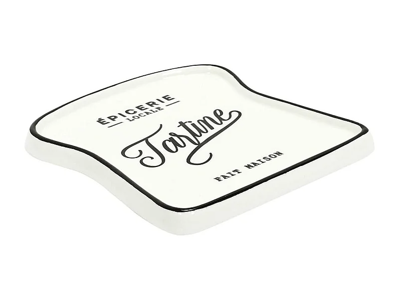 Assiette Toast "Tartine" en Céramique Blanche - CHICAGO