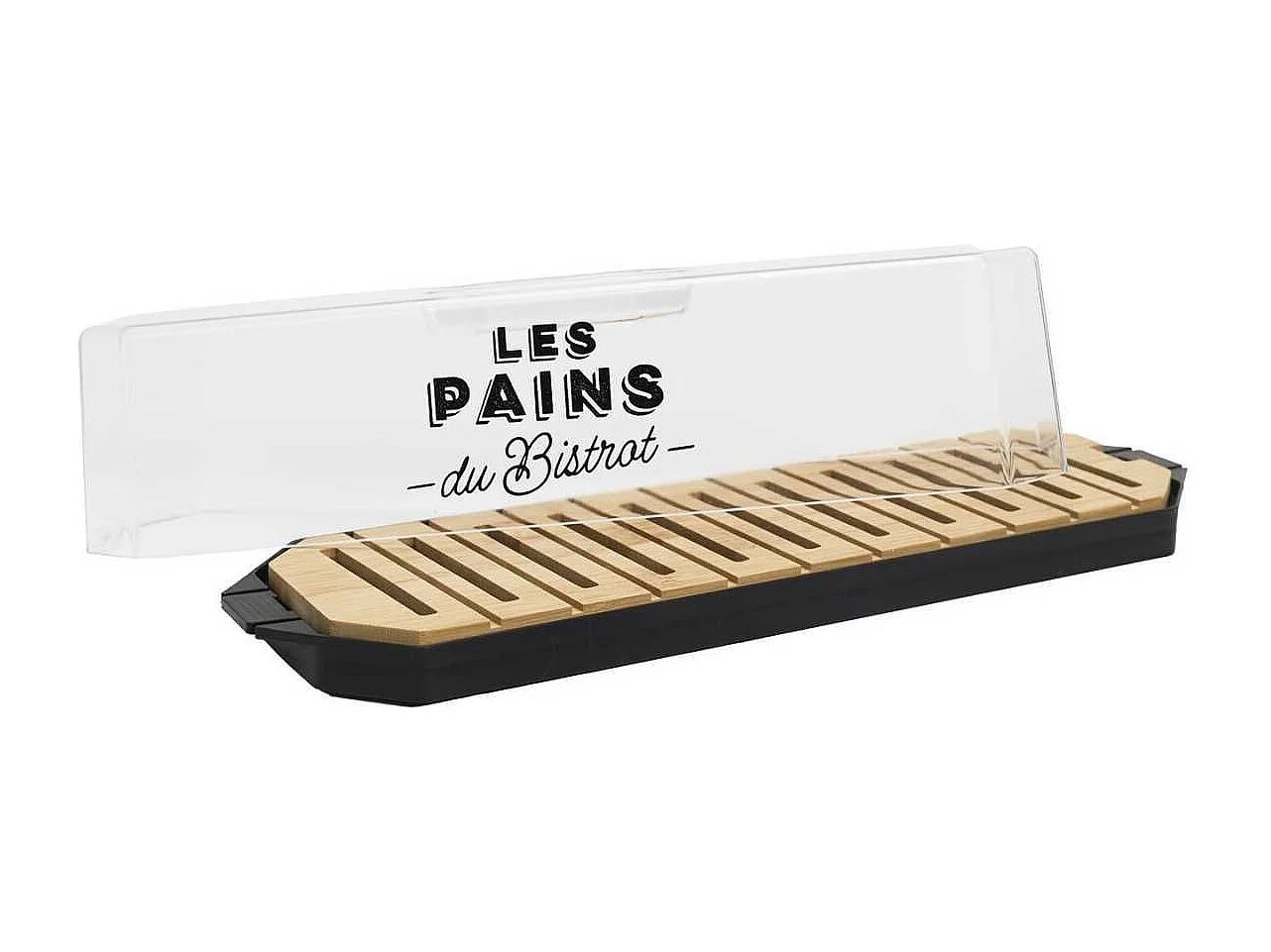 Boîte à pain en plastique avec base en bambou faisant guide de coupe